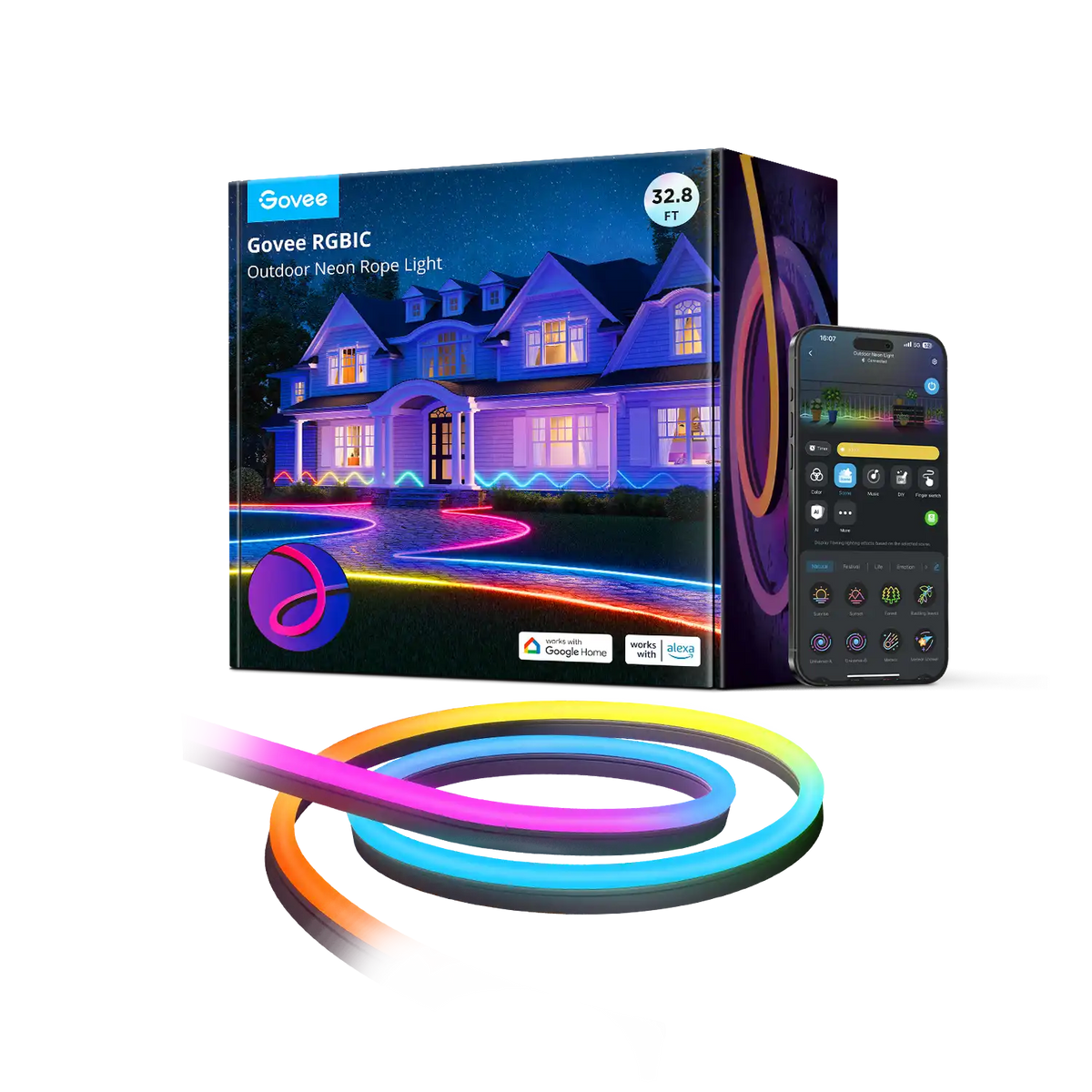 Refurbished Govee RGBIC Outdoor Neon Rope Light